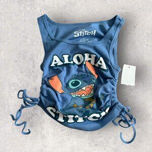 DISNEY Lilo & Stitch Aloha Cropped Drawstring Tank Top Size XS NEW NWT